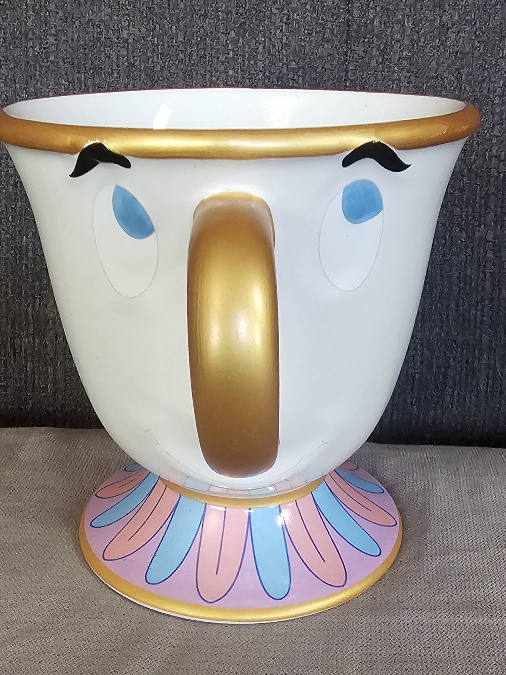 Disney Parks Chip Sculpted Ceramic Mug White & Gold